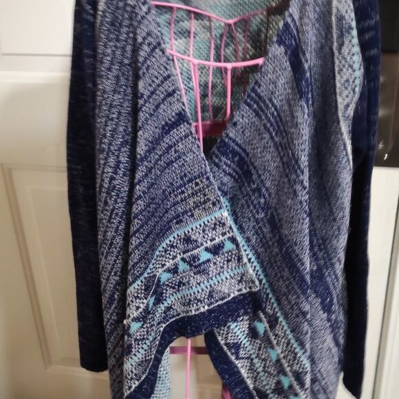 Miami Aztec Tribal Print Women's Waterfall Sweater Small Southwestern Cozycore - Picture 4 of 11